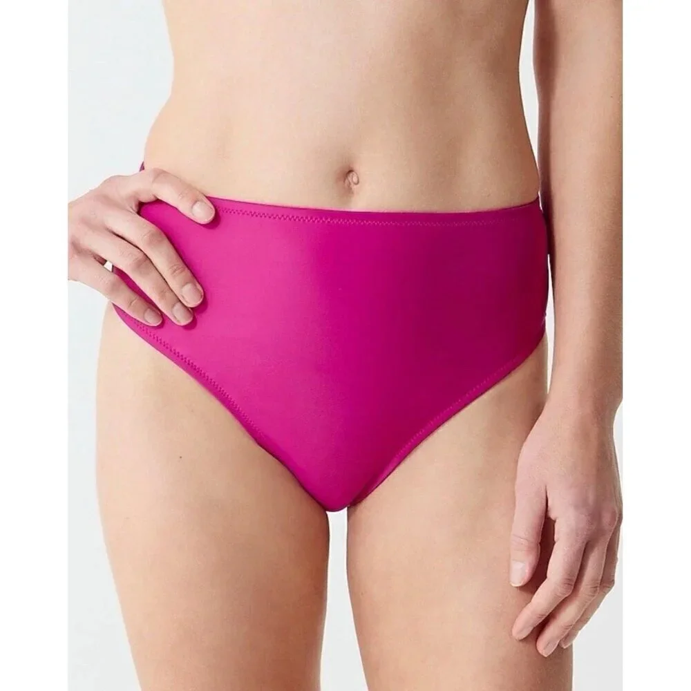 J Crew Colorblock Bikini Sz Medium Heritage 90s Scoop Neck Top HIgh Rise Bottom